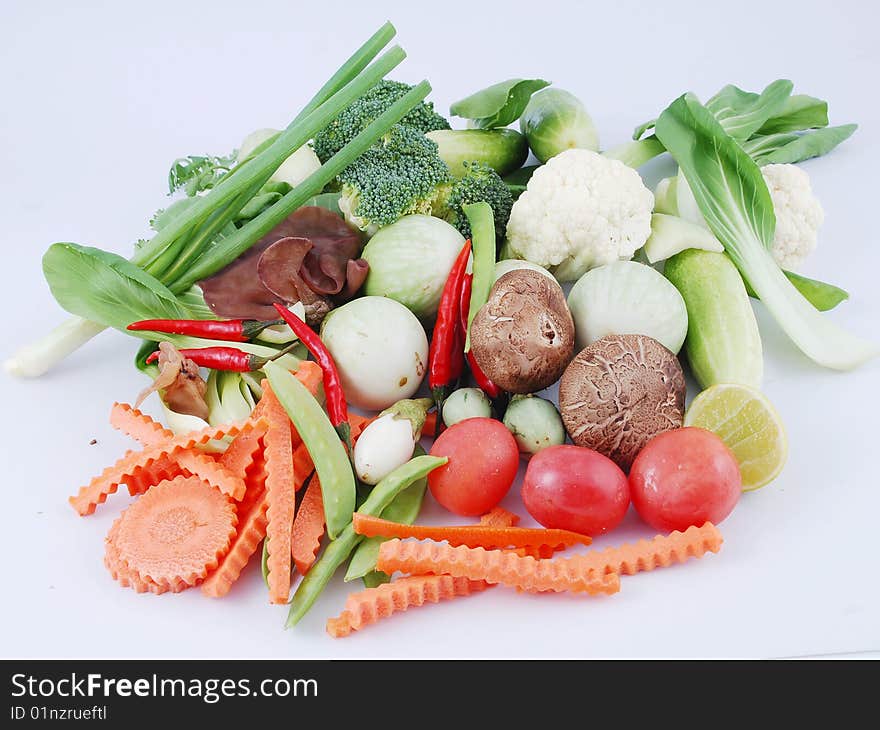 Vegetables on a white background.