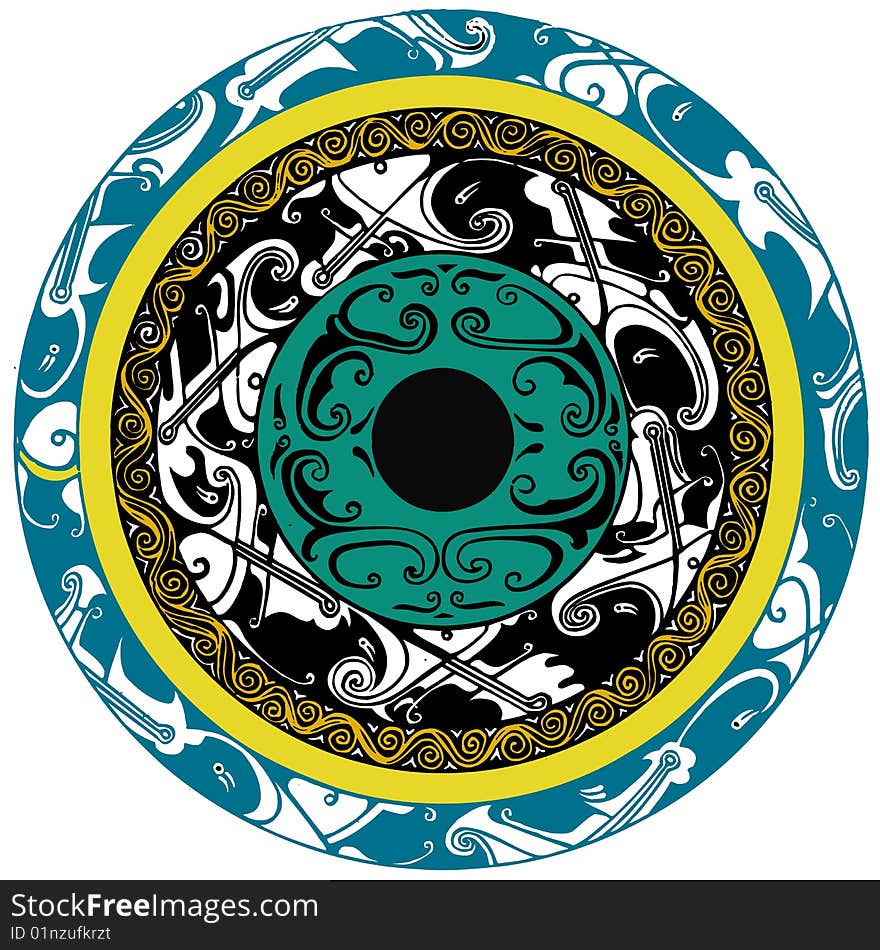 Illustration drawing of beautiful pattern on circle background