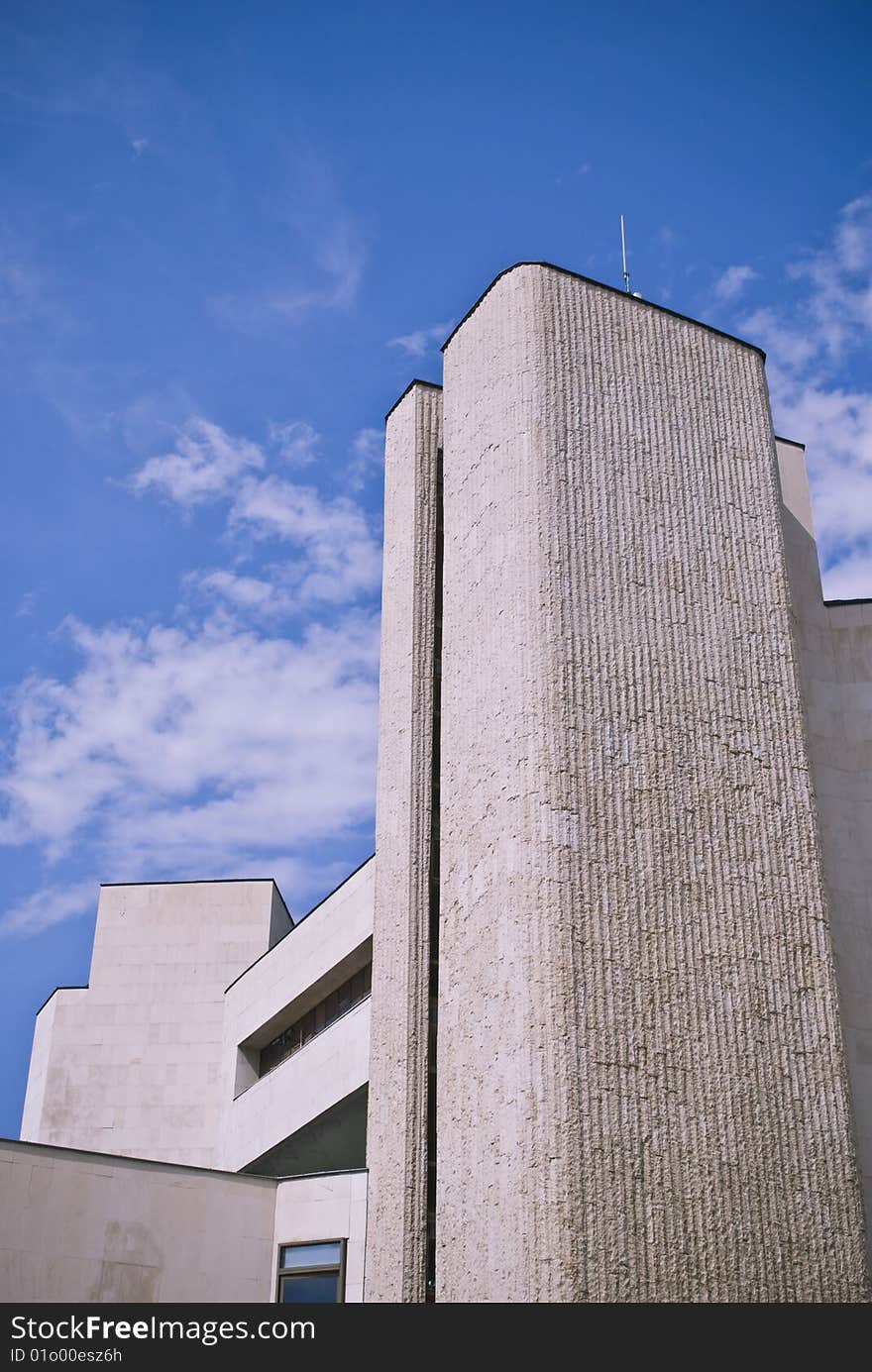 A nice looking building located in the center of a small Bulgarian city near the Greek border, shot in a nice spring morning, shot in the spring of 2009