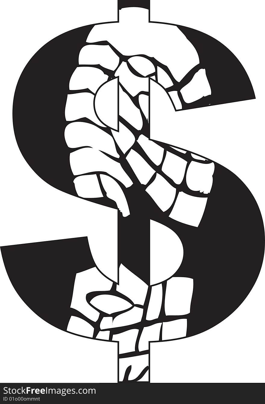 The vector image of a sign on dollar