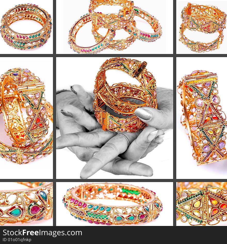 Golden bracelets collage