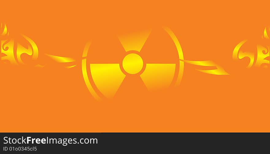 The vector image of an abstract background with radiation sign. The vector image of an abstract background with radiation sign