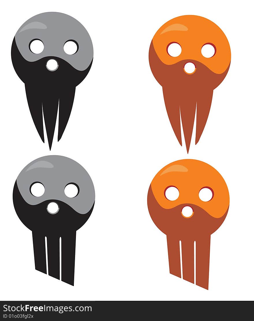 Comic vector skull in two colours. Comic vector skull in two colours