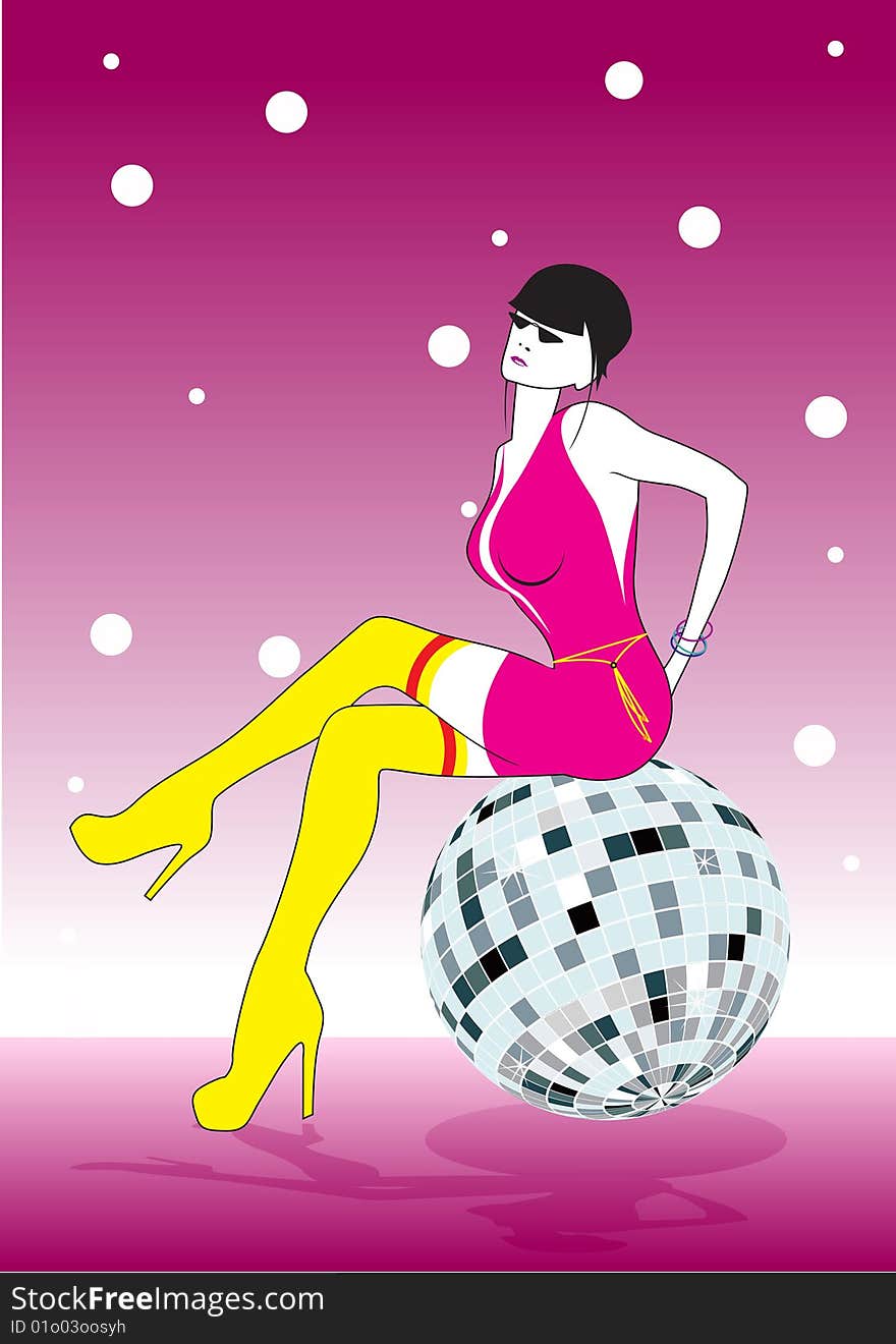 The vector girl on a disco-sphere