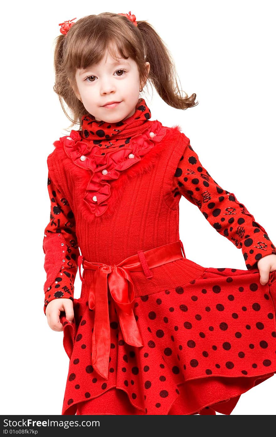 Cute little girl in red dress