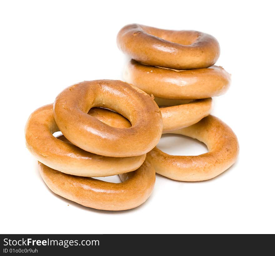 Bread-rings (salted rings) isolated on white background