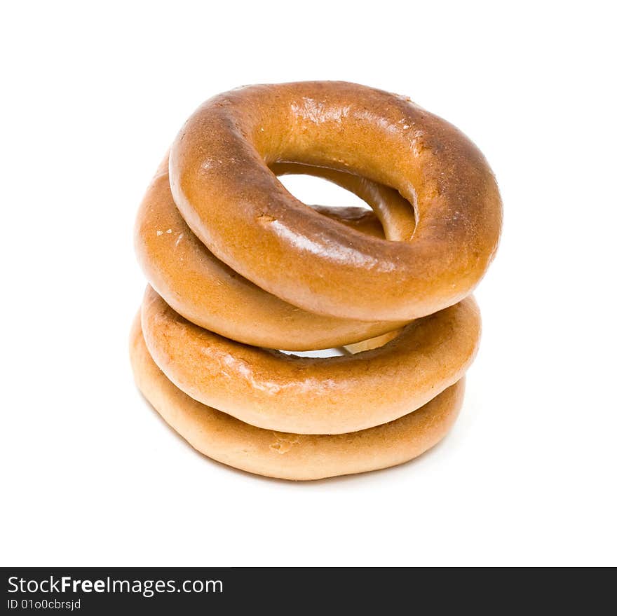 Bread-rings (salted rings) isolated on white background