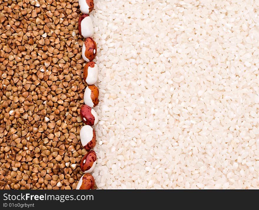 Buckwheat and rice background