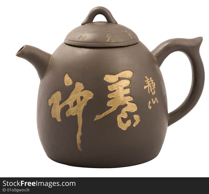 Chinese teapot isolated with clipping path on white background