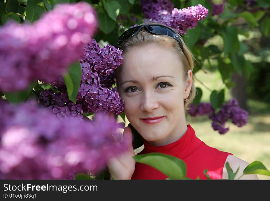 Young woman with flowers