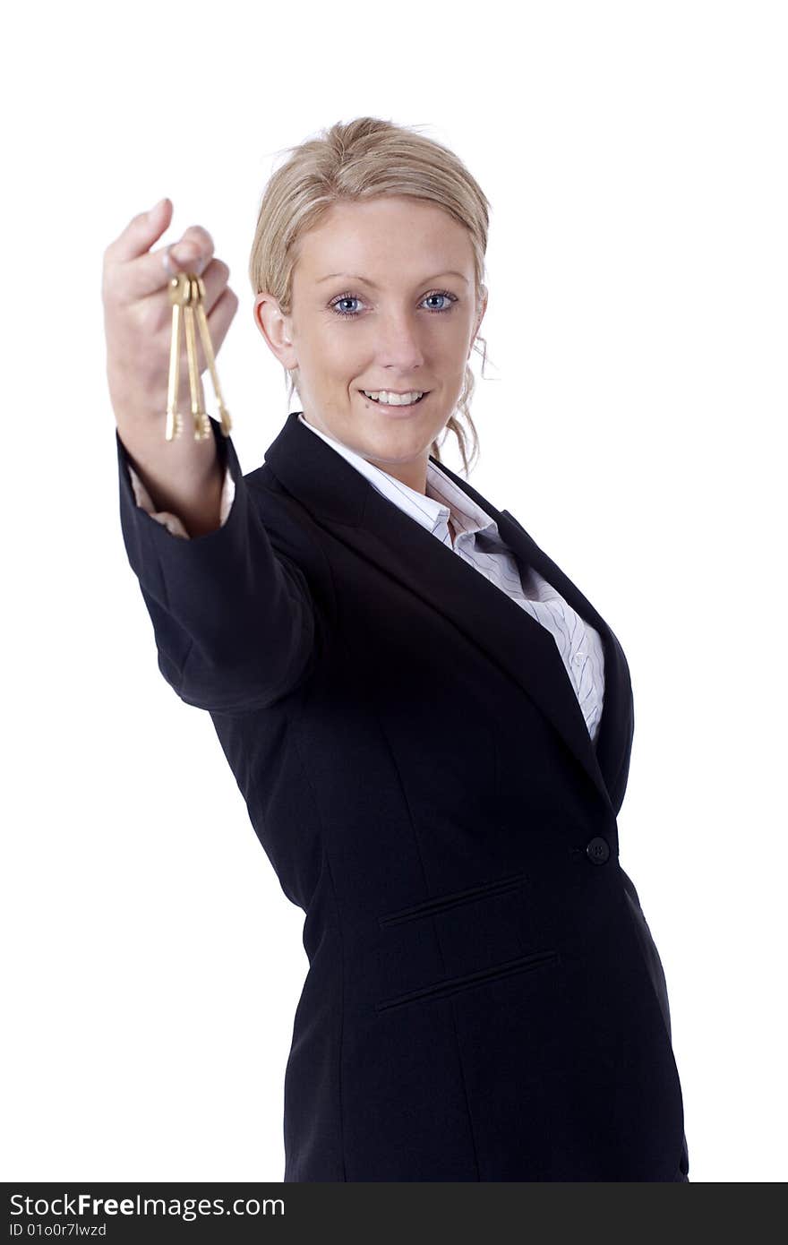 Businesswoman holding keys