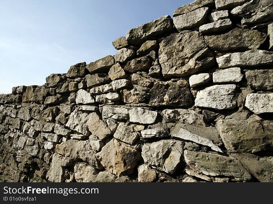 Limestone brick wall of Bedzin castle in Upper Silesia in Poland