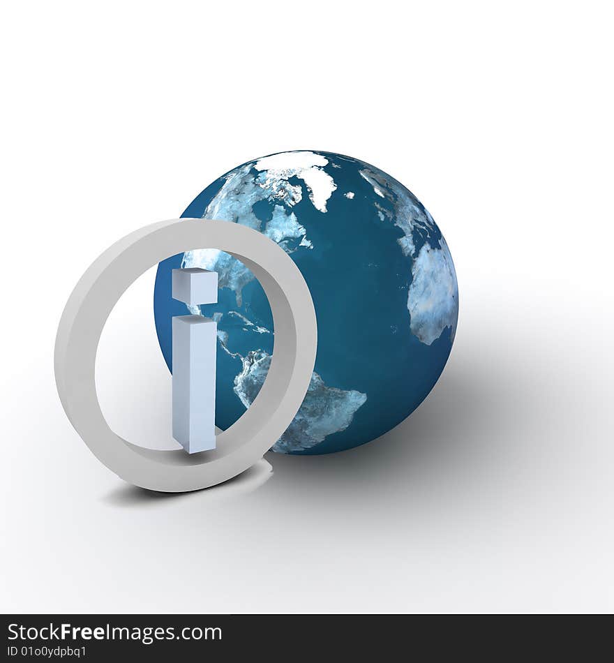 A image of the world globe with the info symbol near to it. A image of the world globe with the info symbol near to it.