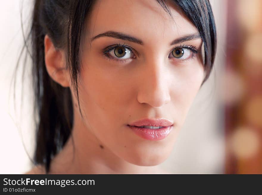 Portrait of attractive girl. Face close-up