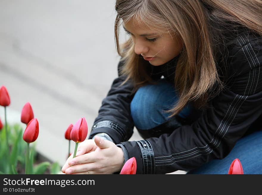 Young Woman With Flowers