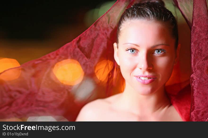 Portrait of the beautiful young woman with blue eyes. Soft focus. Portrait of the beautiful young woman with blue eyes. Soft focus