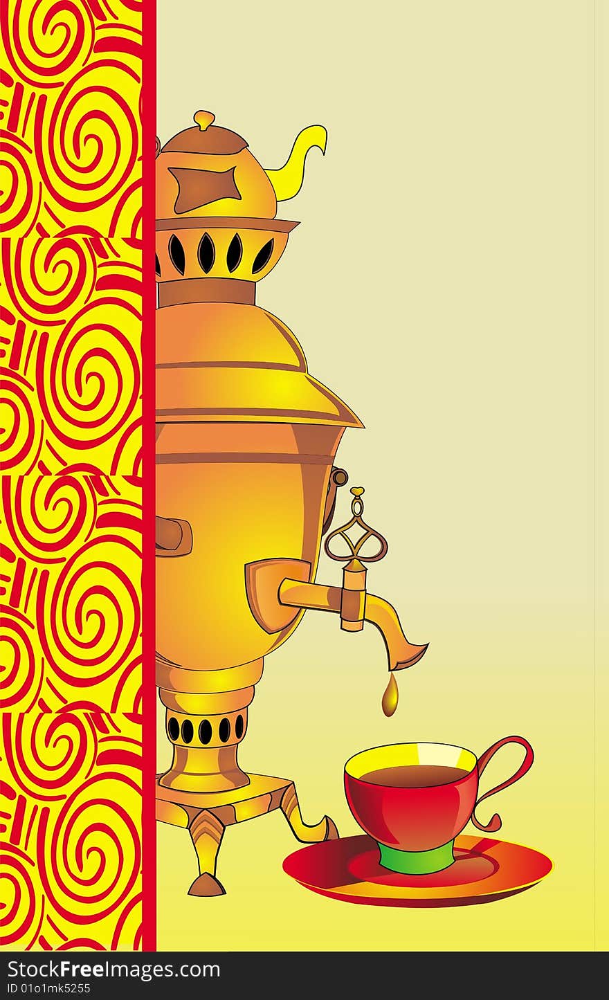 The Illustration Of Samovar And A Cup Of Tea