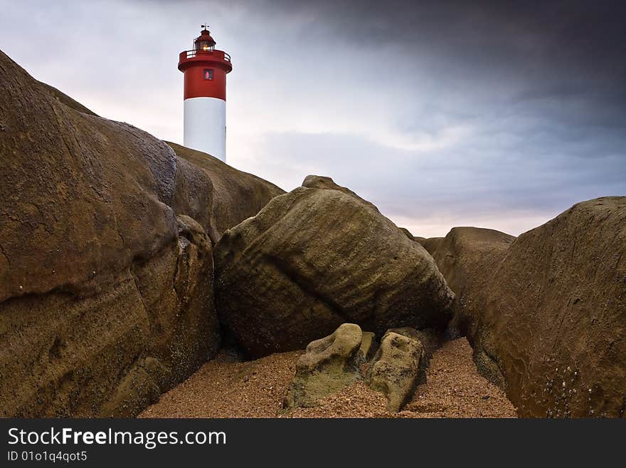 Lighthouse On Rocks