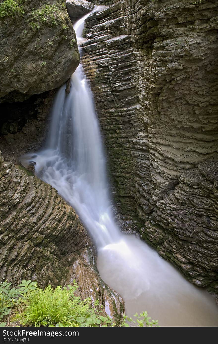 Waterfalls on a mountain river