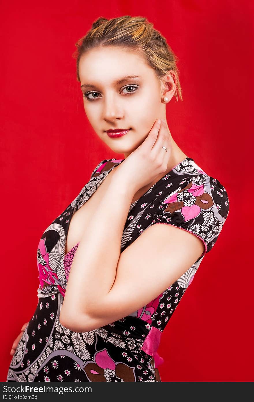 Girl in bright dress