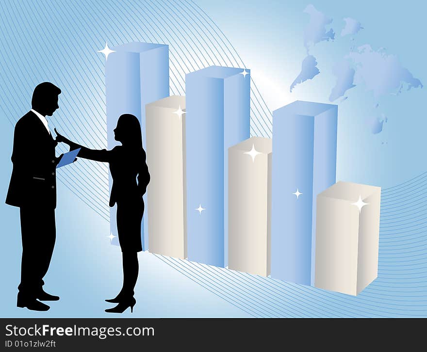 Vector illustration of business graph and people. Vector illustration of business graph and people