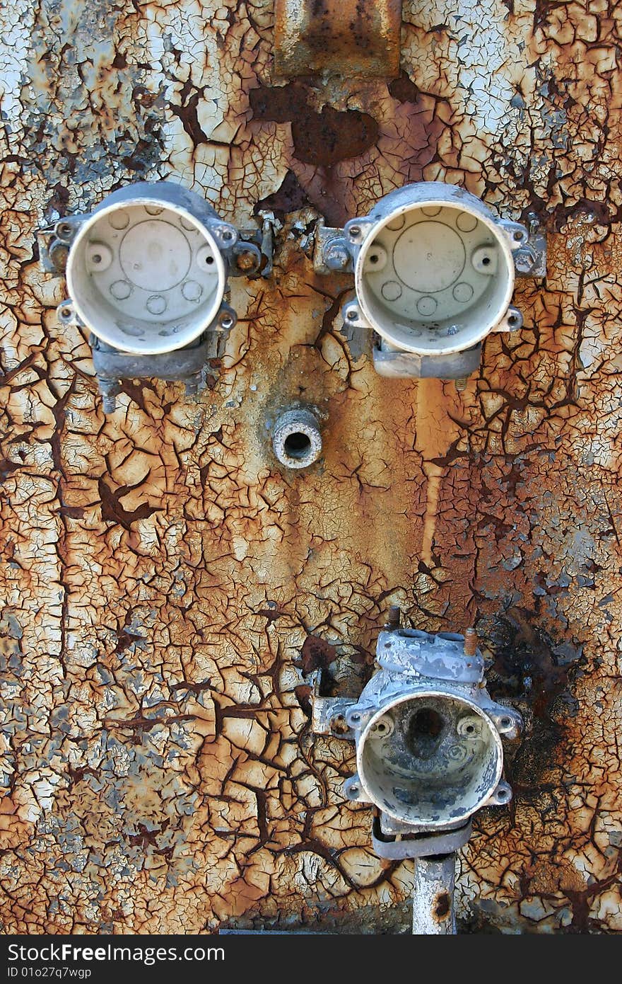 Eroded  old paint on metal surface