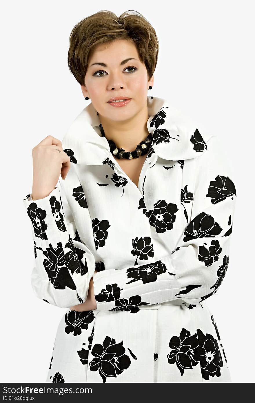 Woman In Black And White  Topcoat