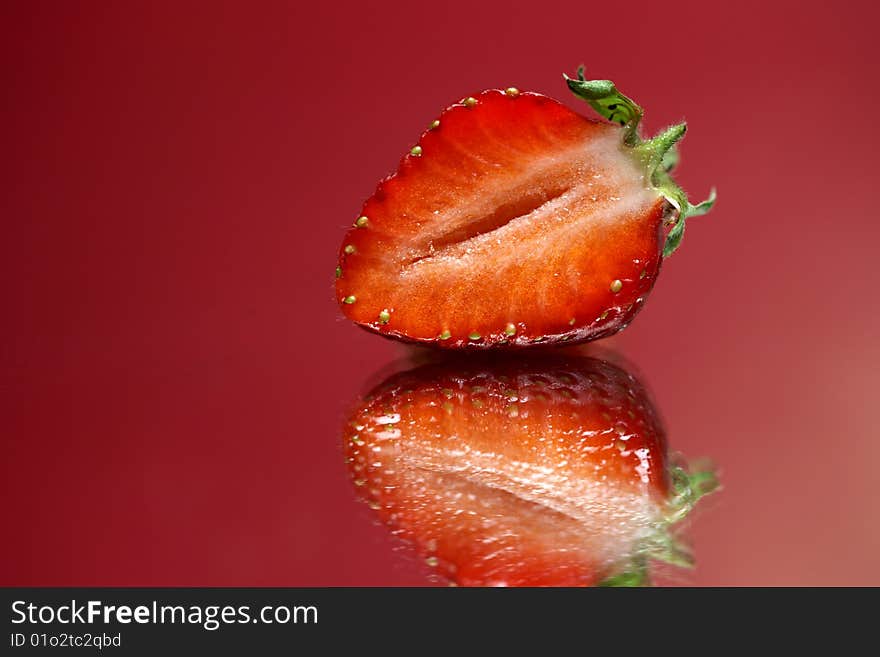 Juicy strawberry on a table