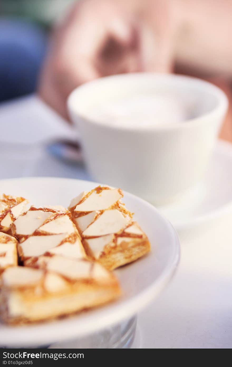 Delicious cake and coffee, relax