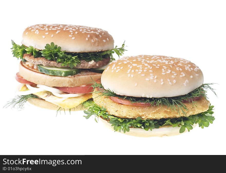 Hamburgers isolated on white background