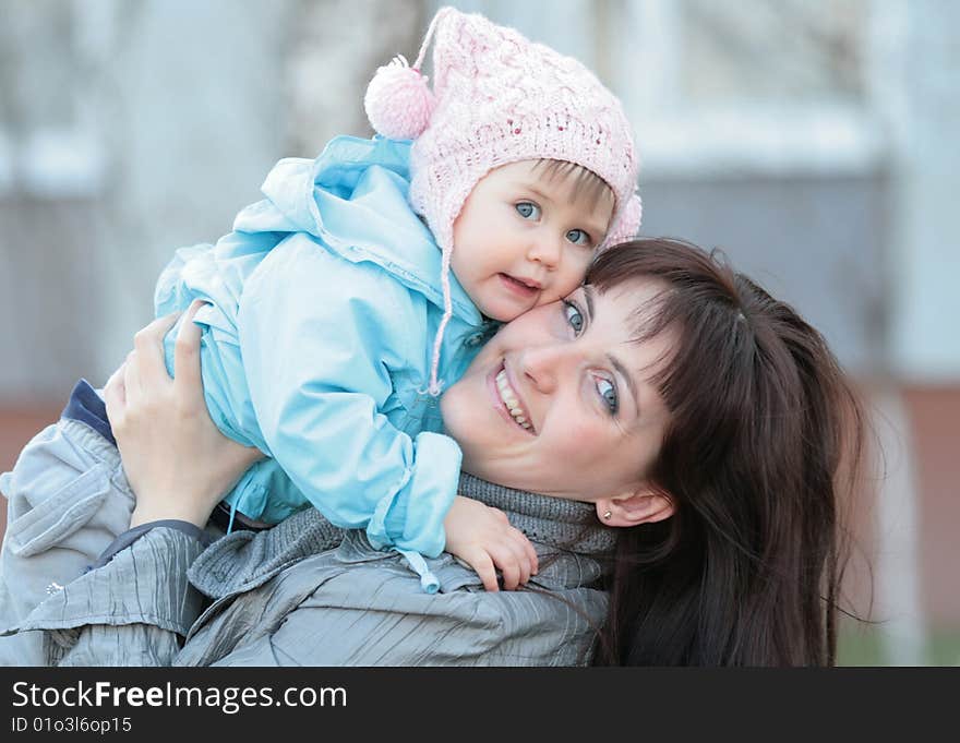 Happy mum and daughter on walk