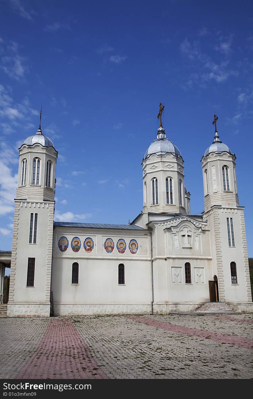 Monastery with blue sky background