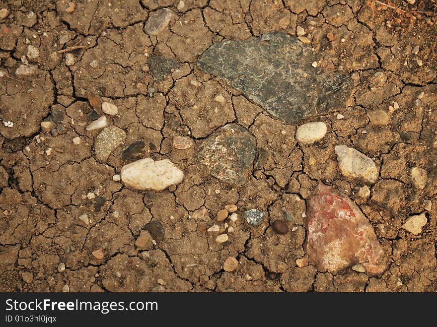 Shot of a dry land with many cracks and rocks. Shot of a dry land with many cracks and rocks