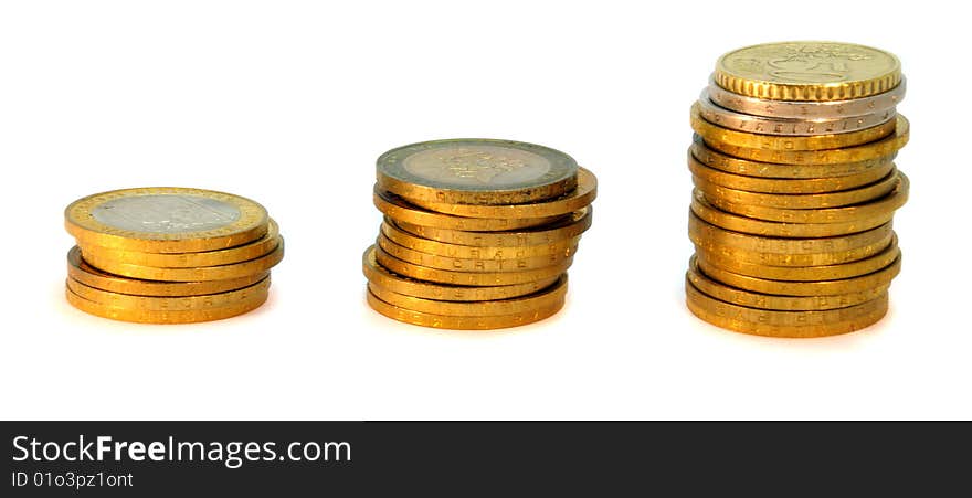 Rising stacks of coins.Concept image of stock.