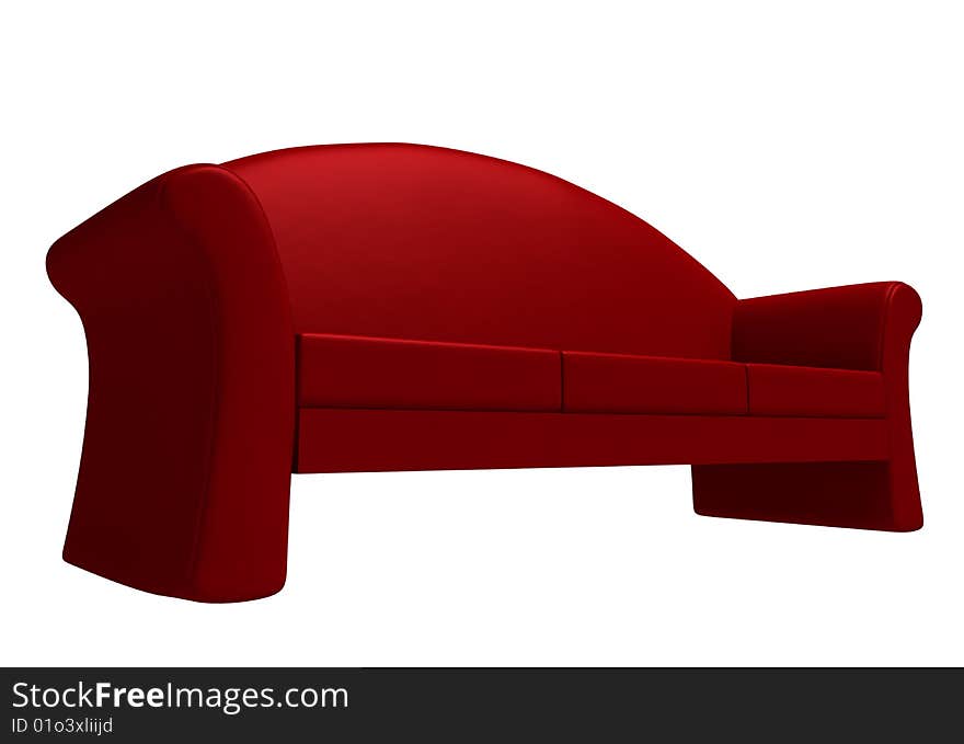 Isolated red couch on a white background