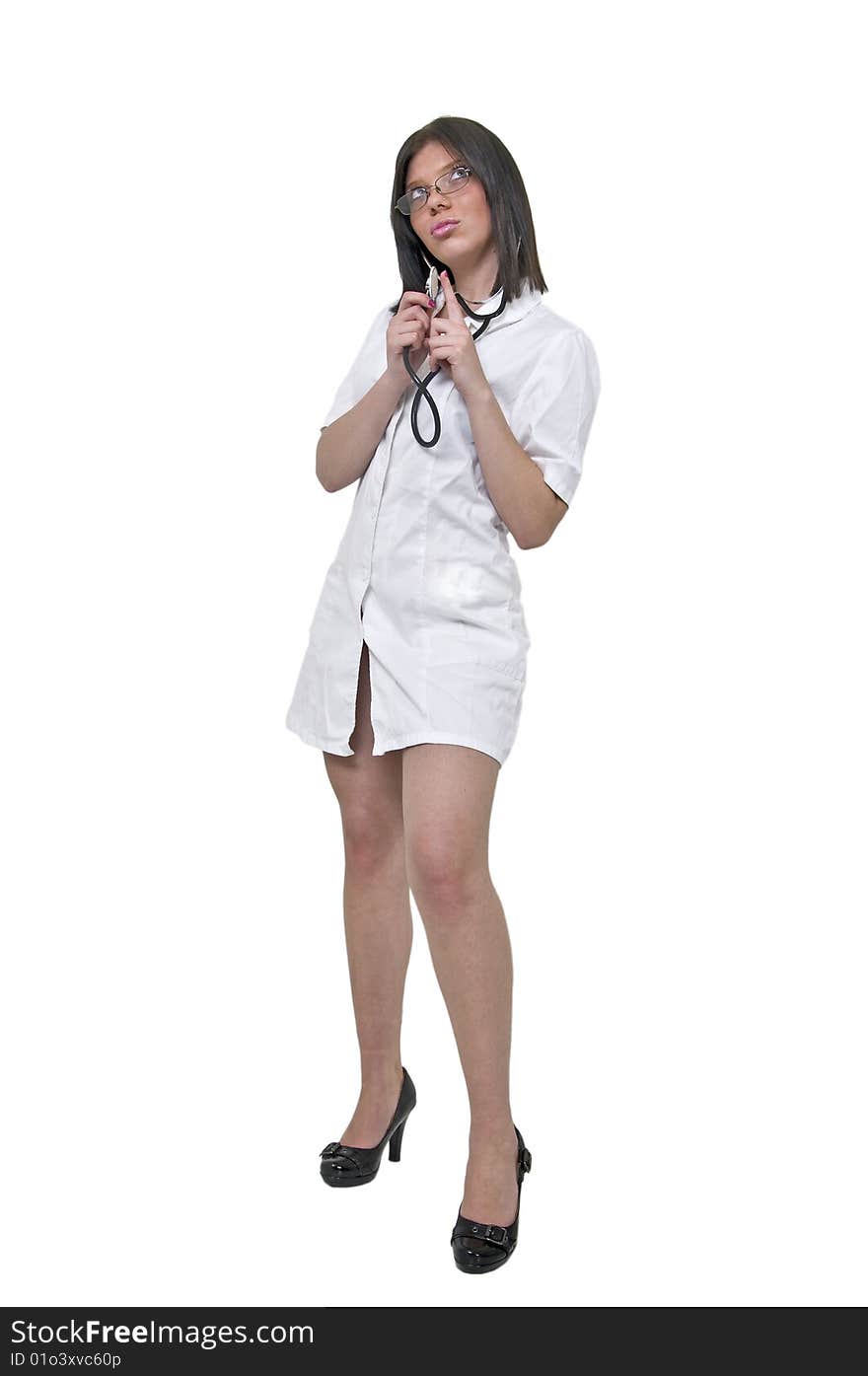 Doctor with stethoscope posing in studio. Doctor with stethoscope posing in studio