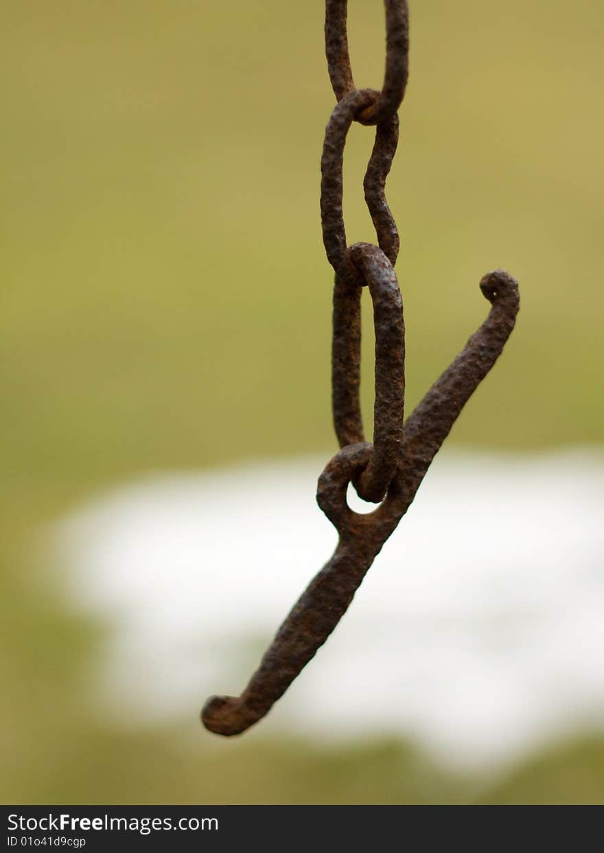 Old rusted chain witch snow. Old rusted chain witch snow