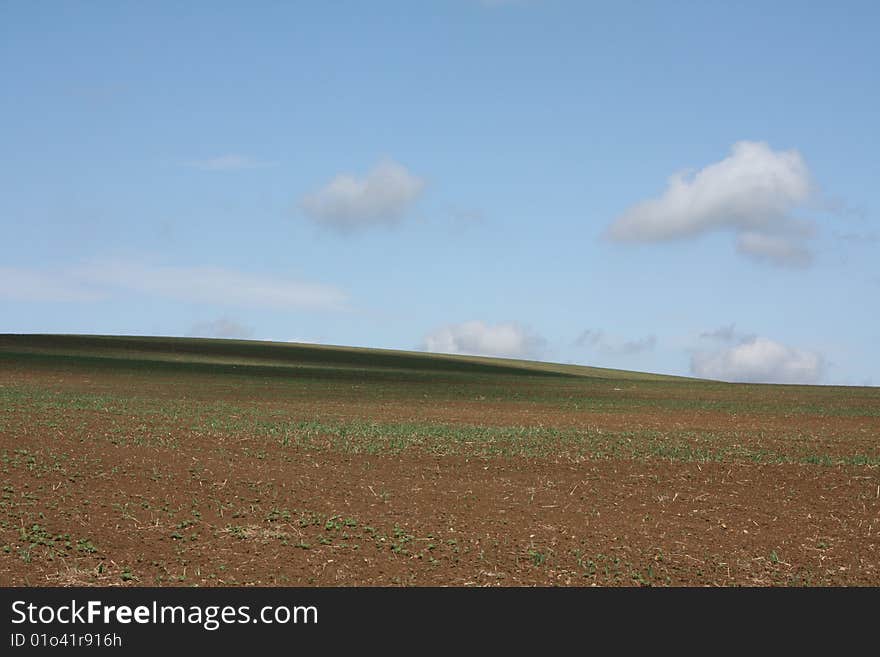 Vast rural field with clouds. Vast rural field with clouds