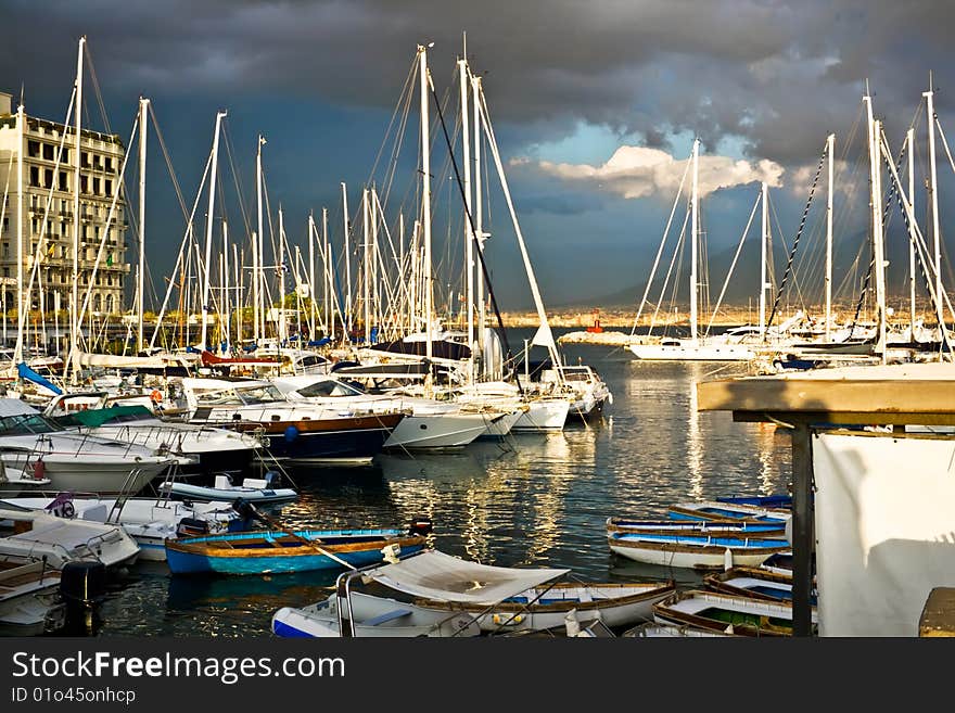 Yachts in the old port of naples