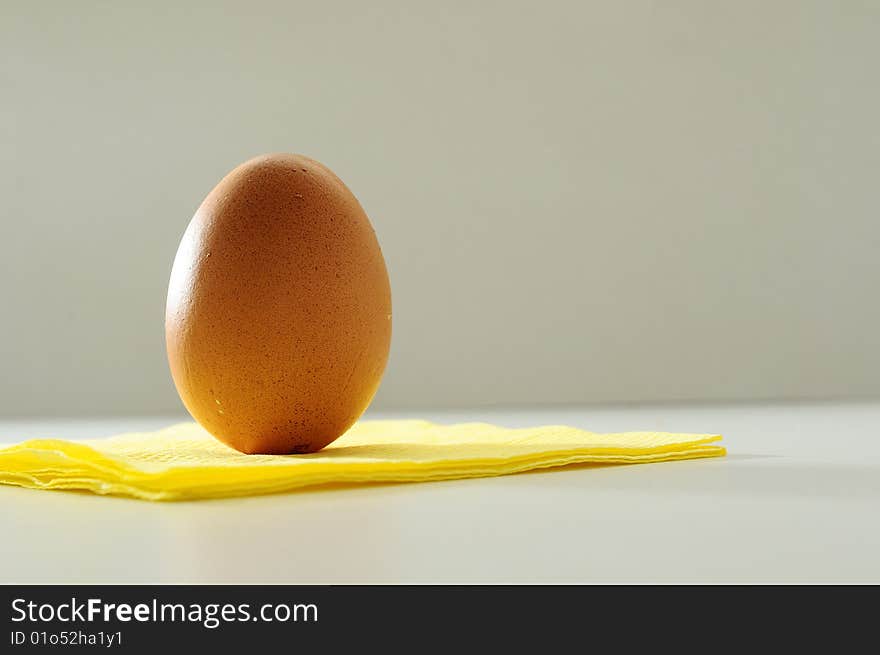 The yellow chicken egg; difuse sunlight and fleshlight. The yellow chicken egg; difuse sunlight and fleshlight