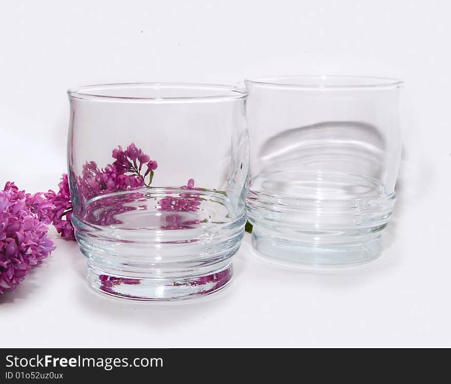 Photo with the Glass and flowers