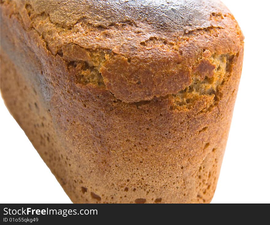 Fresh dark bread on white background