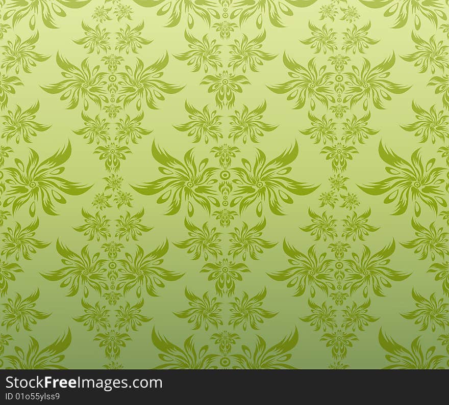 Vector decorative floral ornament on a green background. Vector decorative floral ornament on a green background