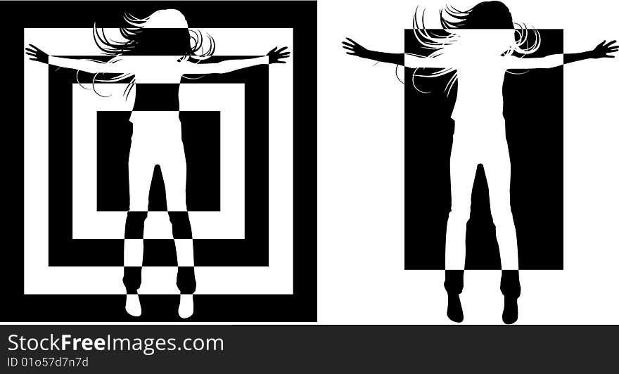 The vector abstract silhouette girl