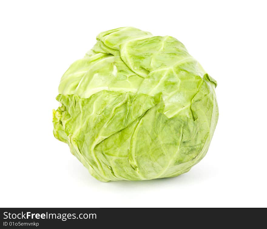 Round cabbage on a white background