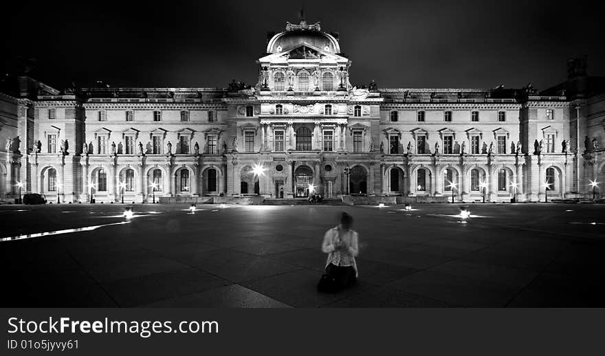 Louvre Detail at Night