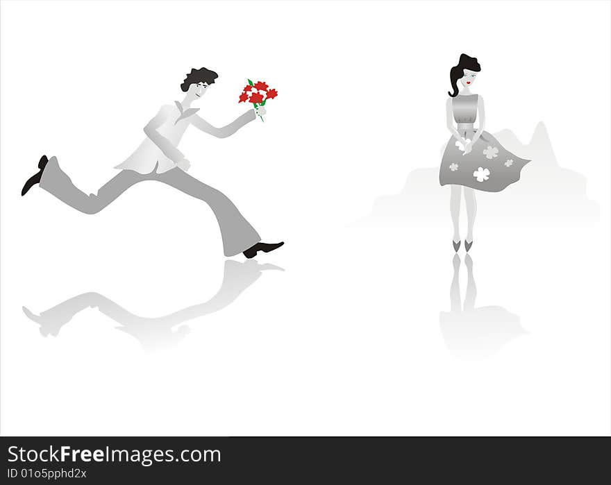 Man running to girl