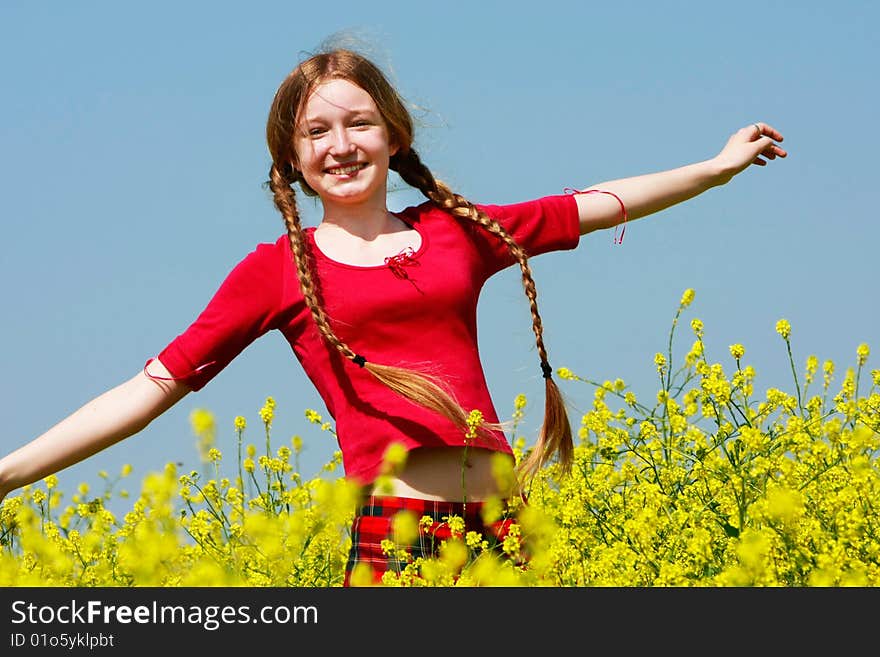 Girl in yellow flowers