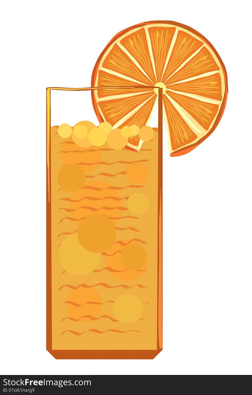 Vector illustration of a glass with orange juice