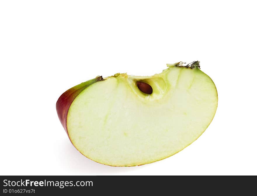 Red cut apple on a white background